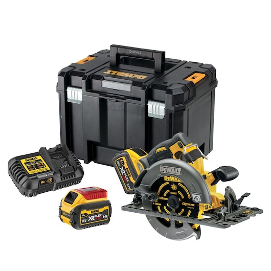 54V XR FLEXVOLT 190mm Track-Compatible Circular Saw – 2 x 6.0Ah Batteries